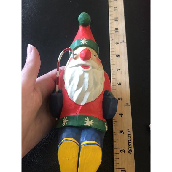 Vtg hand painted folk art santa Bright Vibrant Colors Resin? Wood Look Light - Picture 9 of 9
